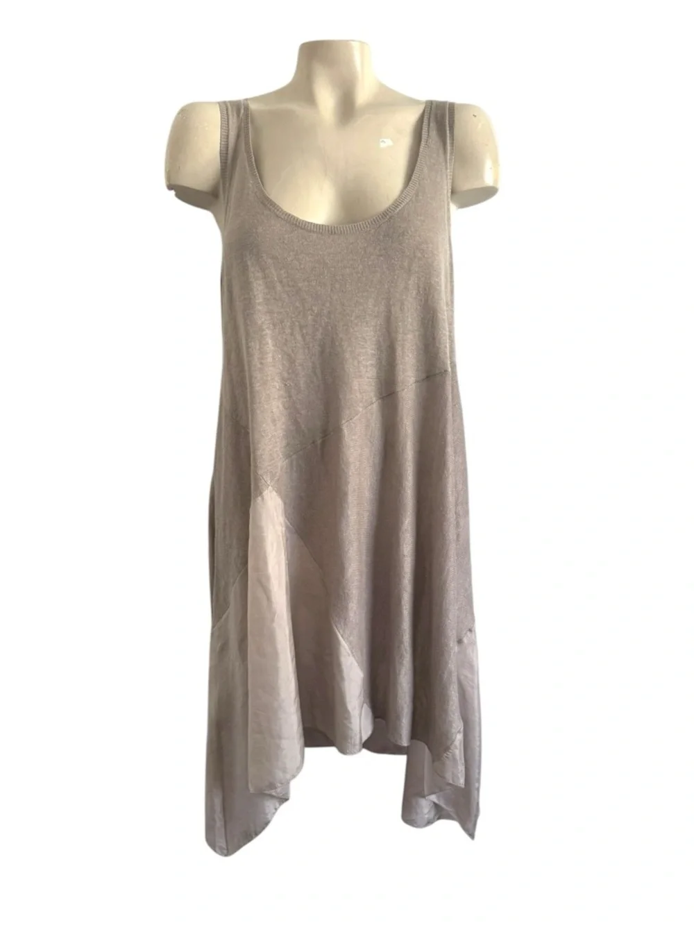 EILEEN FISHER SLEEVELESS FLOWY LINEN SILK LAGENLOOK SHIFT DRESS SZ L - Picture 2 of 7